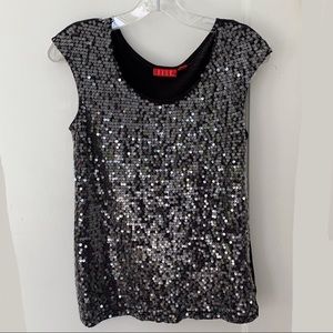 Elle black silver sequin sparkly sleeveless top
